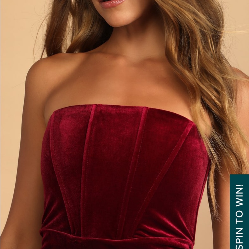 LuLus velvet strapless tulip dress